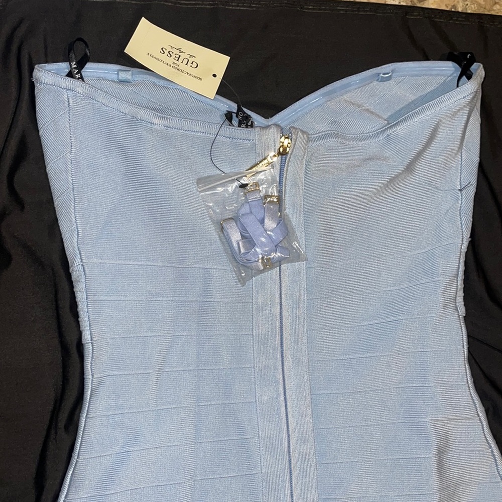 New Marciano With Love BANDAGE Long Gown Baby Blue Bodycon M - Picture 8 of 15